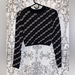 Express black and tan chainlink cropped sweater